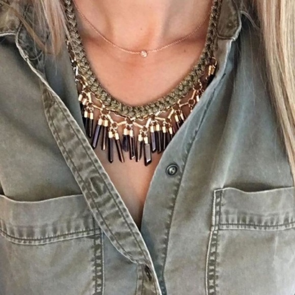 :: S&D Bronze/Rose Bora Fringe Statement Necklace - Picture 2 of 8